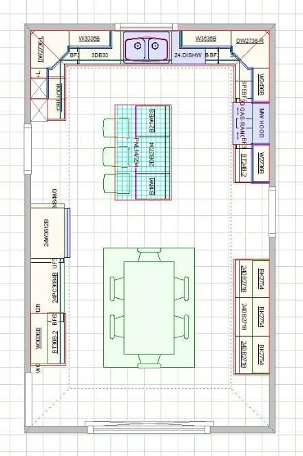 The new floor plan is 11 feet bigger than the old one, and can accommodate six people around the table for dinner.